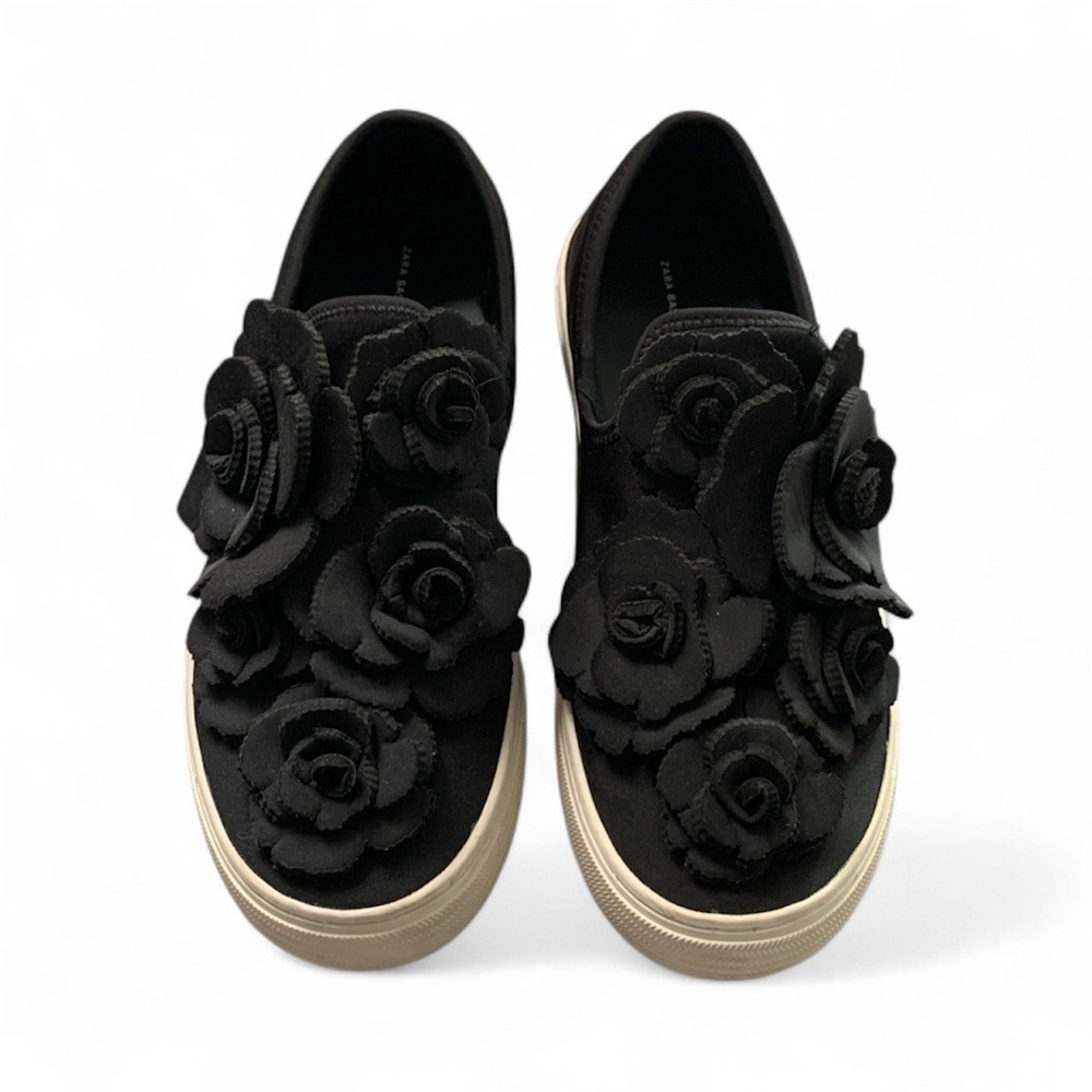 Zara Black Floral Slip-on Sneakers